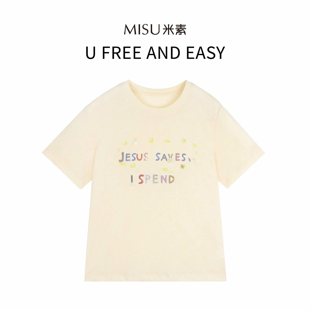 MISU米素时尚休闲宽松印花夏季圆领减龄T恤125X634