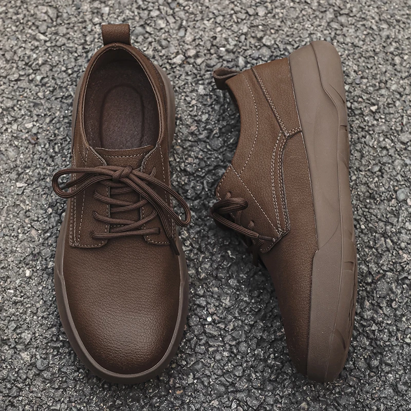男士休闲皮鞋韩版单鞋时尚潮鞋青年潮流系带年轻人百搭春秋男鞋子