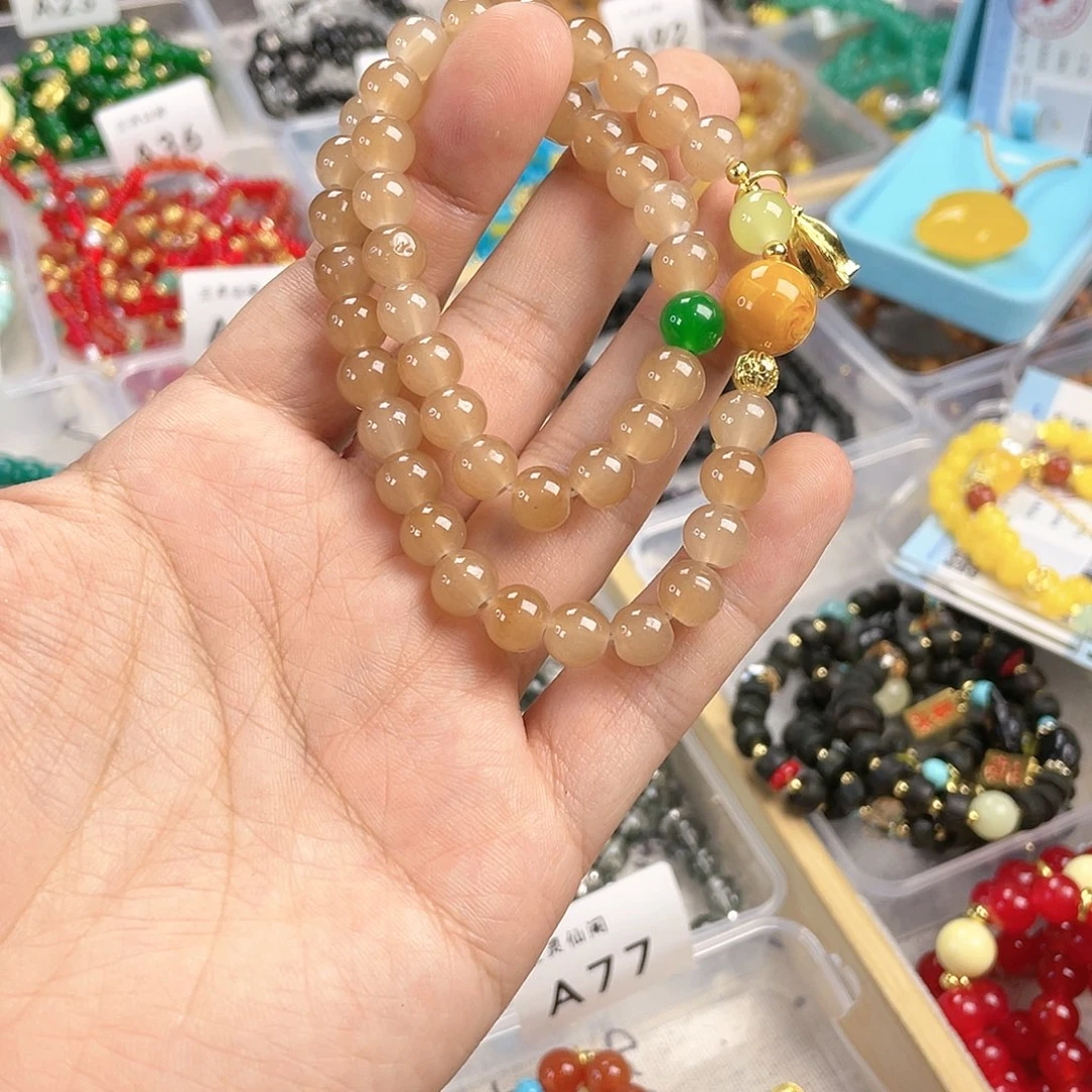 玉髓手饰银S925镀金镶嵌