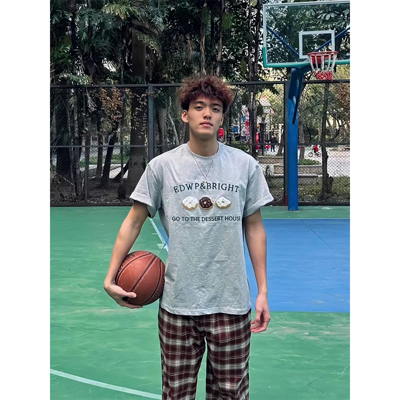 日系慵懒感男士格子休闲裤夏季休闲宽松vibe直筒裤子复古百搭长裤