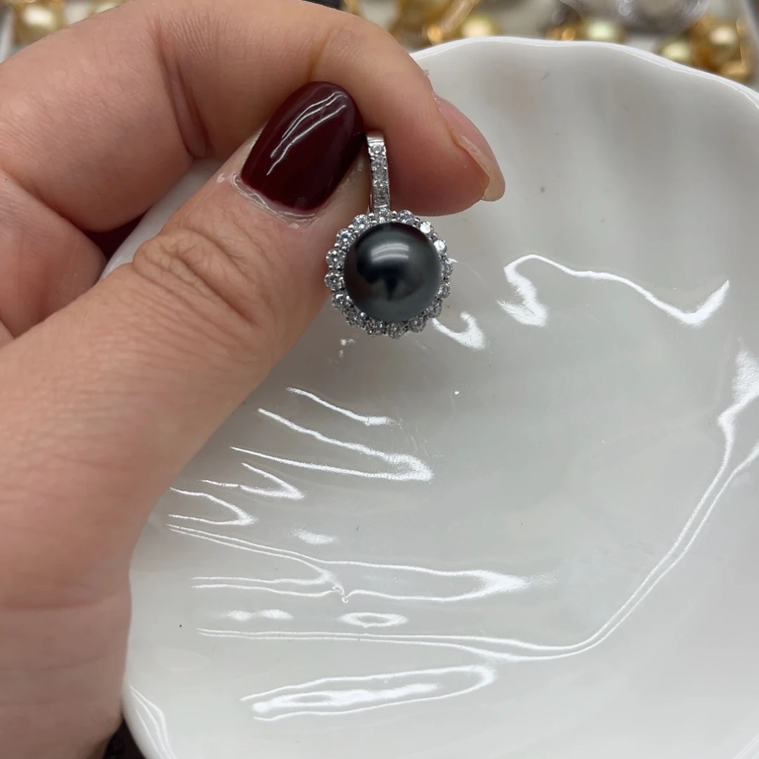 吊坠(不含链)银S925镶嵌海水珍珠