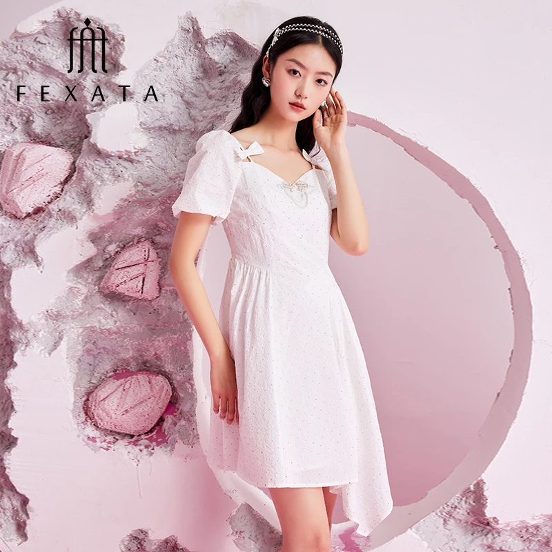 【媛媛女王严选】FEXATA斐格思连衣裙不规则小清新小白裙