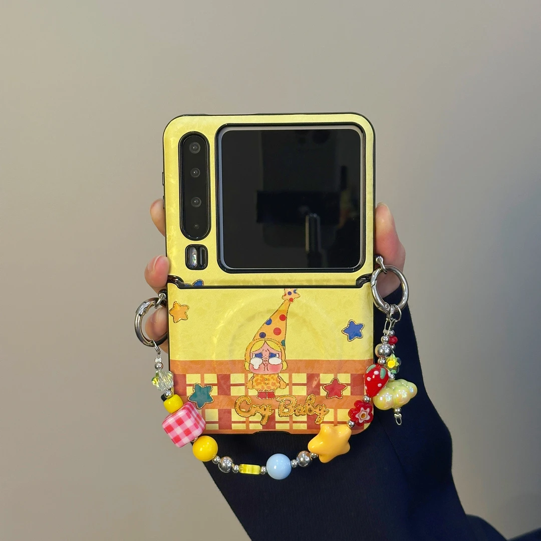 适用华为PuraX手机壳pocket2折叠屏趣味高帽彩色波点哭娃女保护套