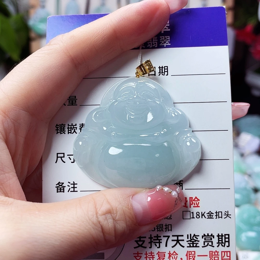 翡翠18K金镶嵌颈饰佛公25