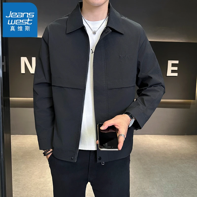 真维斯韩版抗皱外套男士休闲上衣潮流百搭时尚轻熟风翻领夹克春季