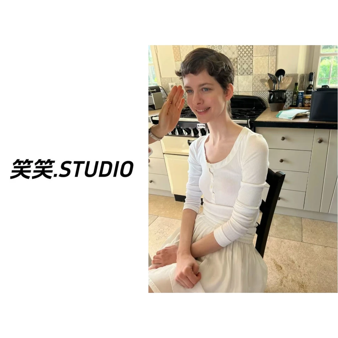 【笑笑】八N圆领多扣T韩版春季基础百搭修身弹力显瘦T恤