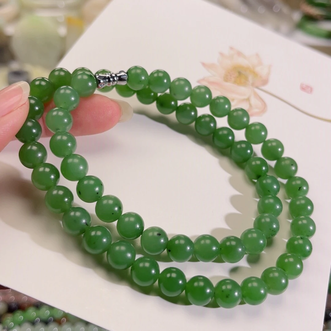 和田玉颈饰未镶嵌碧玉卡8项链