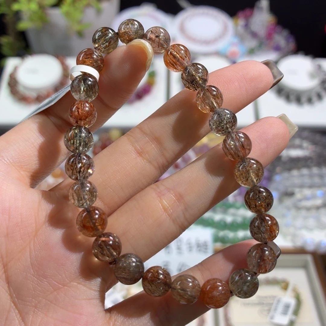 水晶未镶嵌手串黑金超七7+