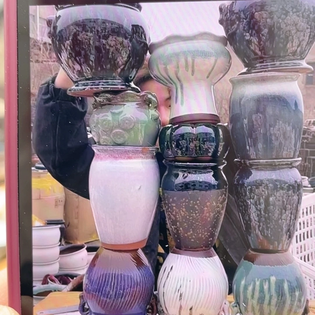 红陶宜兴紫砂花盆套组