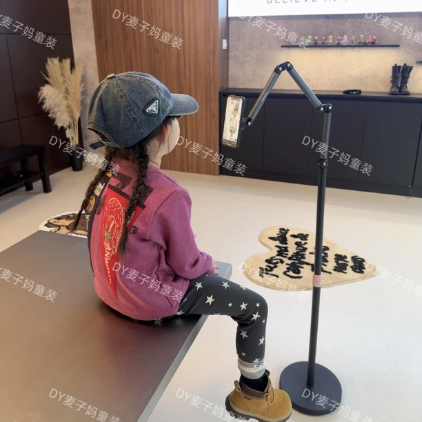 现货MZ.儿童日系定制款中性穿搭贴布印花毛圈卫衣3207