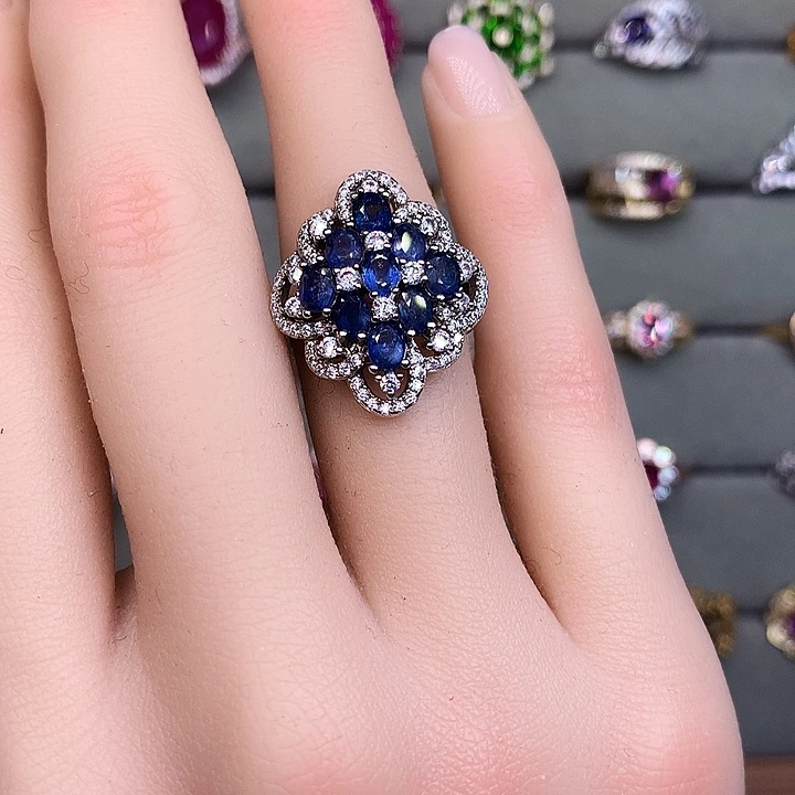 银S925镶嵌蓝宝石戒指