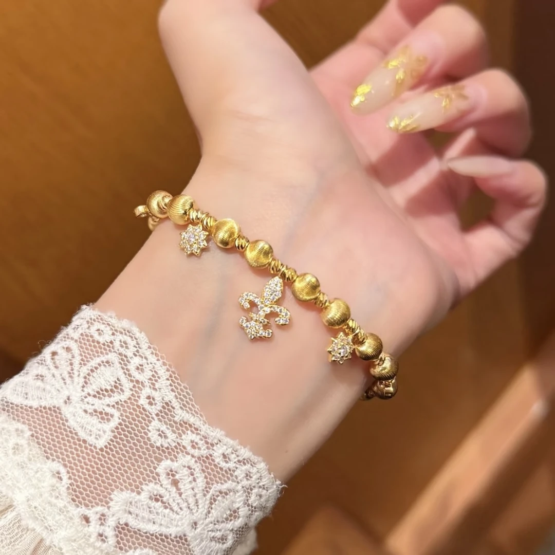 铜合金锆石手链  【金熹菲饰品】ins风法式气质轻奢百搭鸢尾花手链