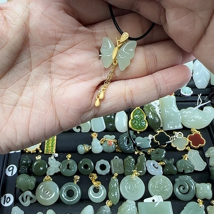 和田玉吊坠(不含链)银S925镶嵌