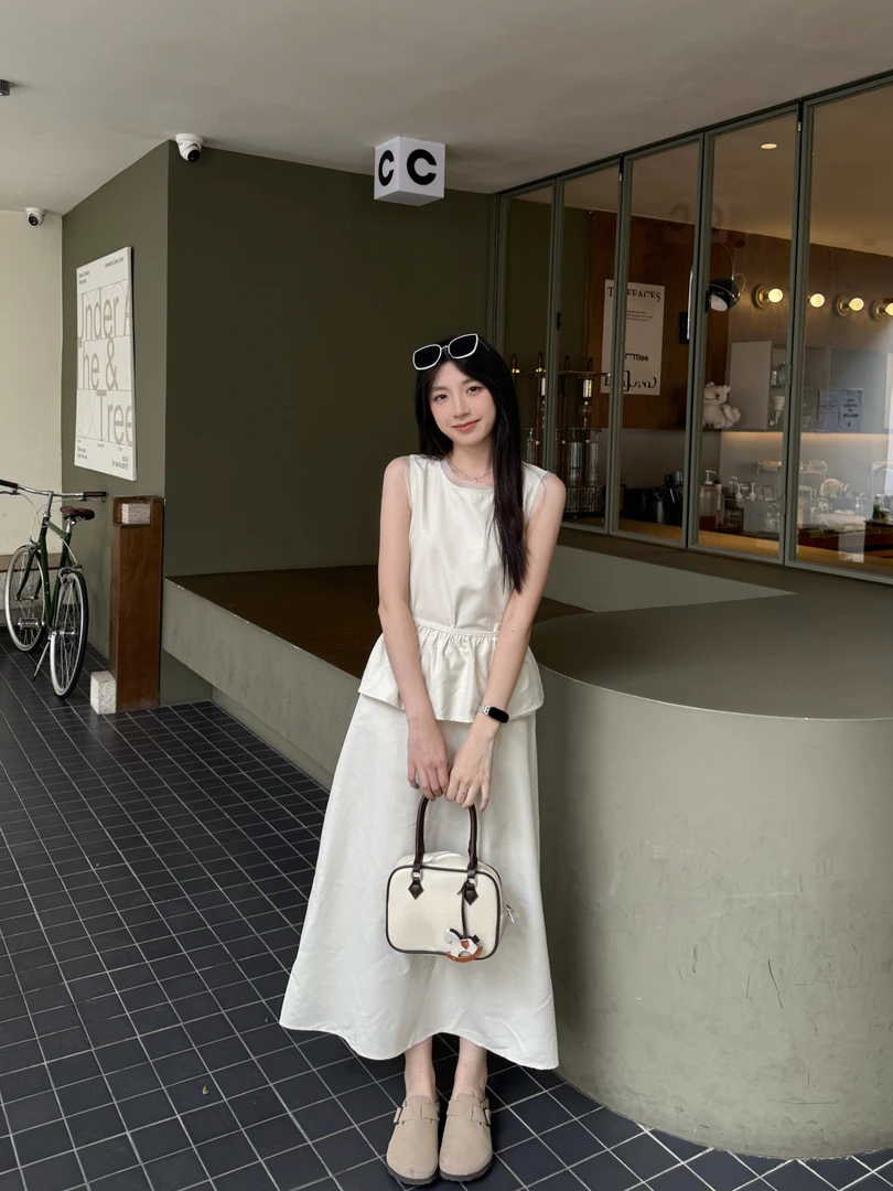 【林巧巧】无袖背心夏季2024新款温柔风花苞上衣气质半身裙套装