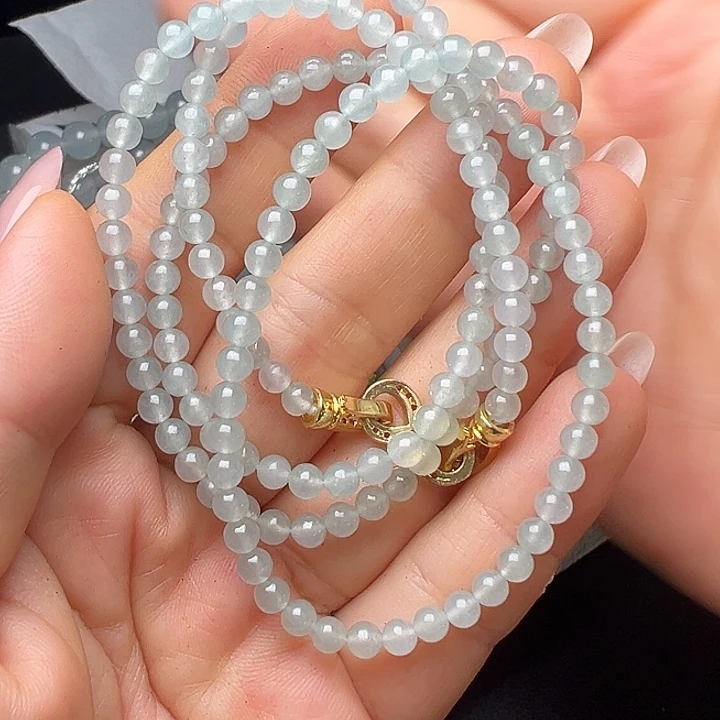定制翡翠未镶嵌3.8.冰种米珠项链