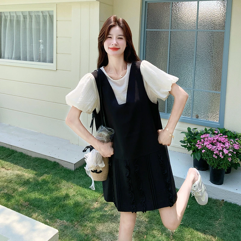 连衣裙T恤两件新款减龄老钱风松弛感女装贵气小个子显瘦长裙气质