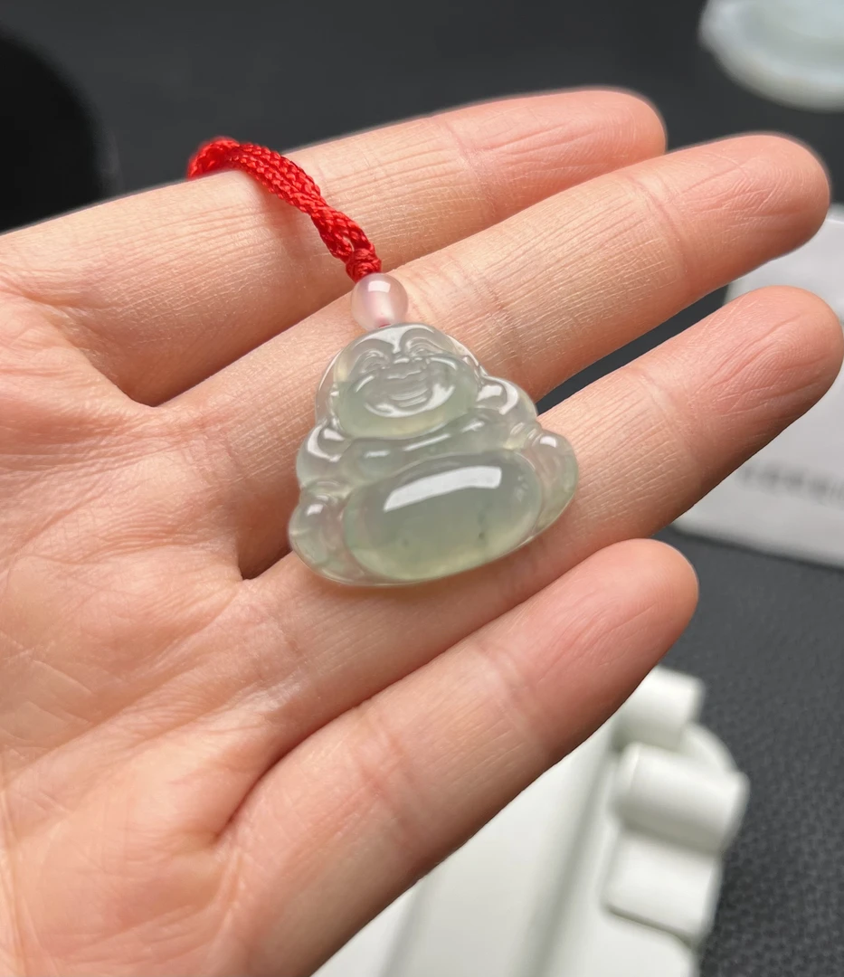 冰种带绿底色佛公