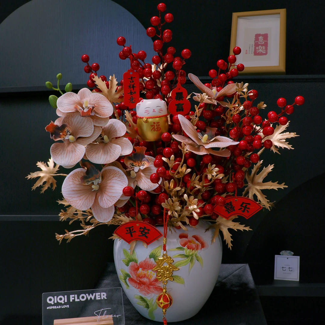 【1帮1】一对陶瓷瓶+材料包不含配件仿真花装饰包装材料