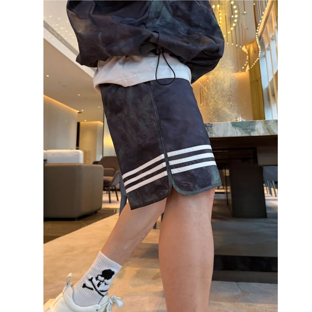 金先生夏季美式扎染印花三条杠薄款时尚潮流五分休闲运动短裤