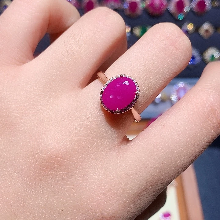 红宝石戒指银S925镶嵌