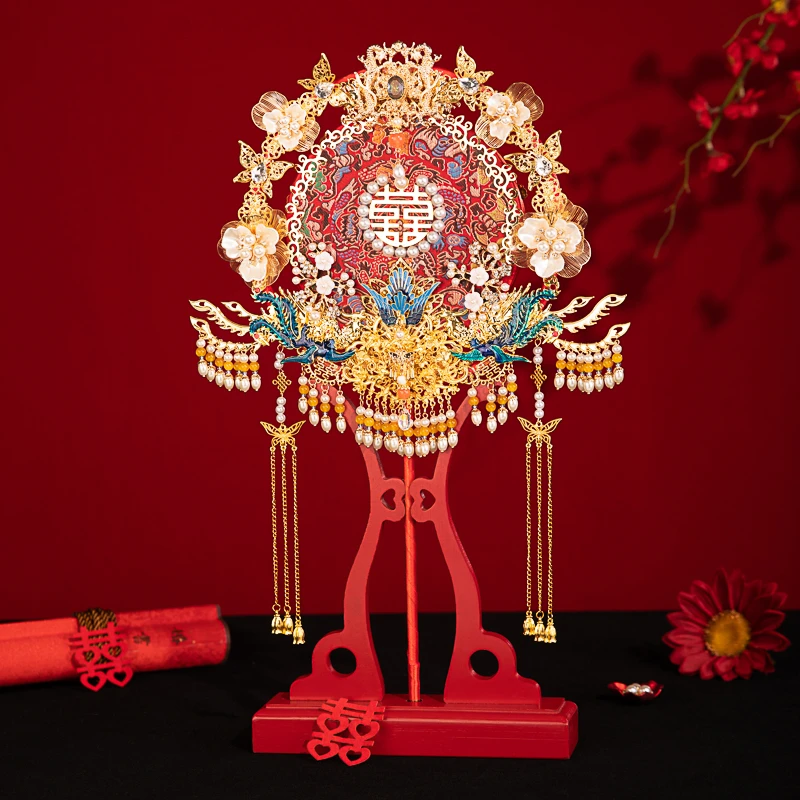 【重工婚扇】团扇结婚秀禾服新娘喜扇古风中式婚礼手工婚扇秀禾团扇