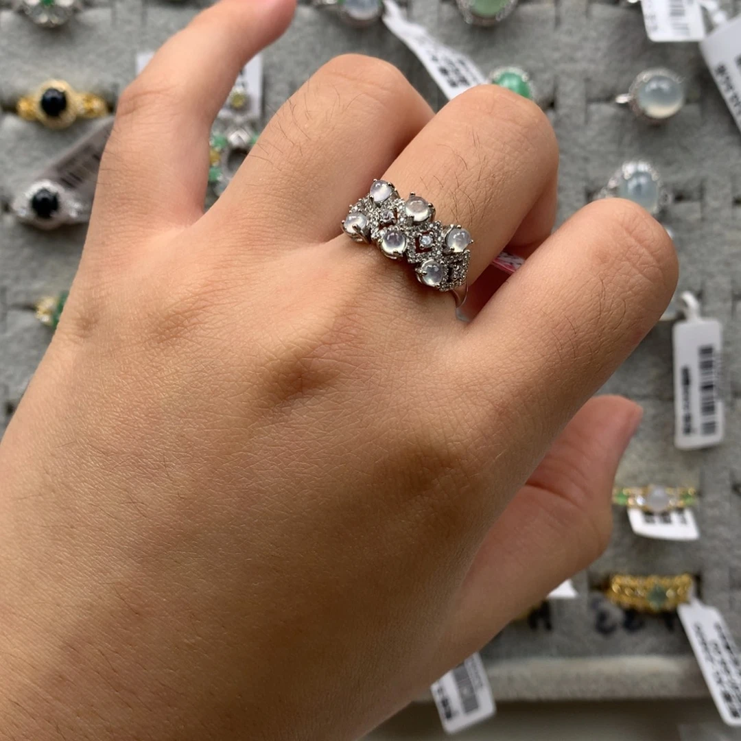 翡翠银S925镶嵌戒指戒指