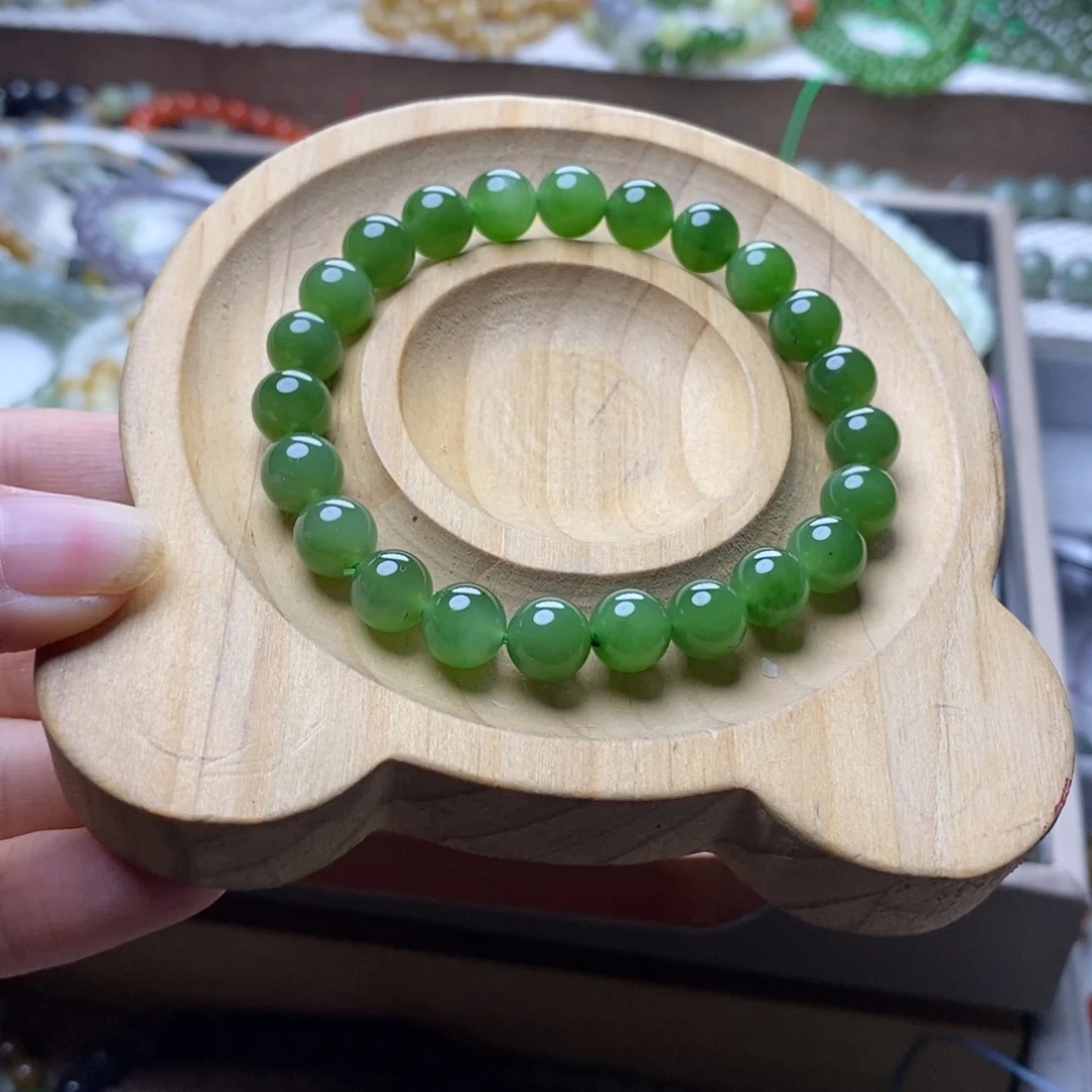 手链未镶嵌和田玉8mm碧玉圆珠