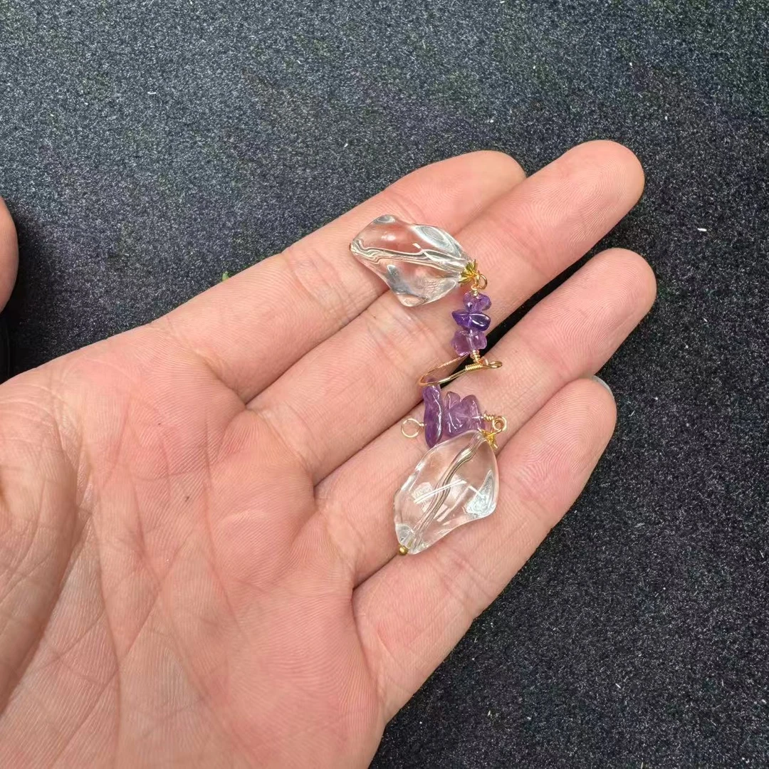 天然白水晶随型耳饰 J191—多样性发