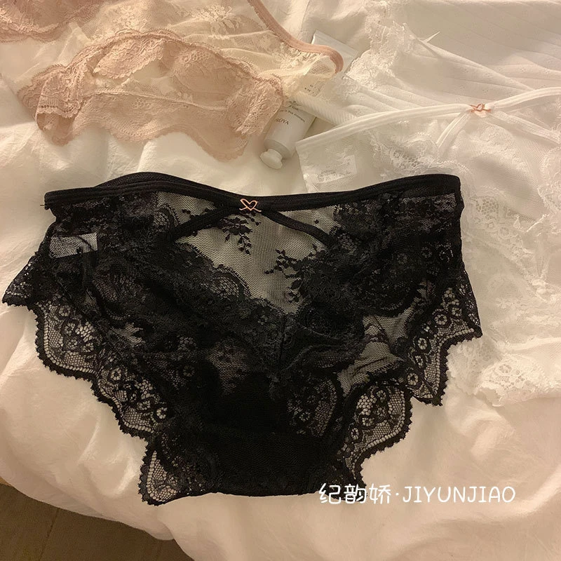 少女网纱内裤蕾丝柔软性感纯欲镂空低腰女士三角裤薄款白色大码