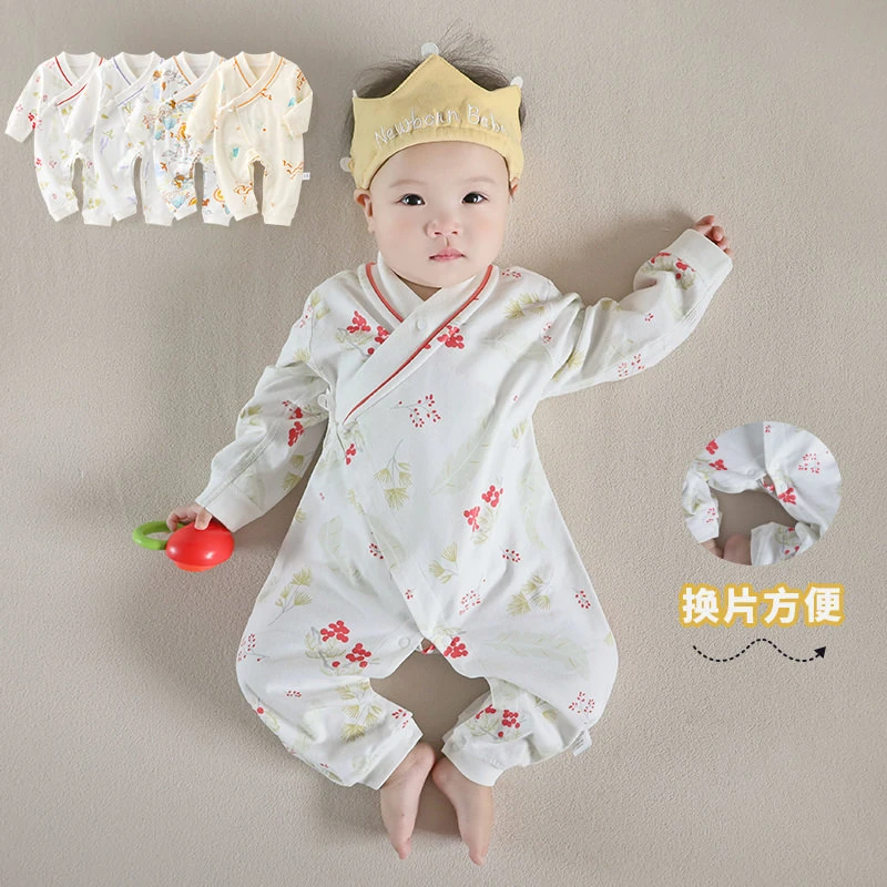 婴儿连体衣新生儿哈衣爬服纯棉春秋冬季长袖男女宝宝和服无骨衣服