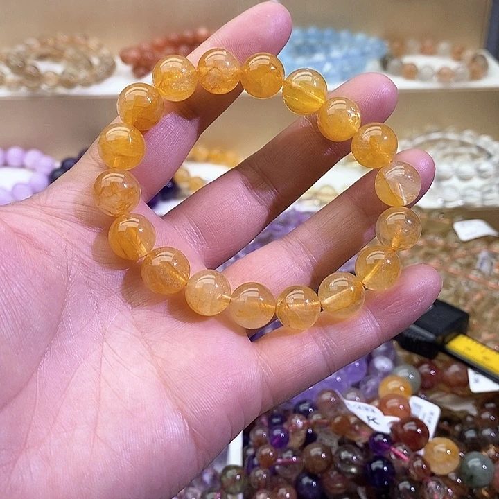 水晶手链未镶嵌黄胶花11+