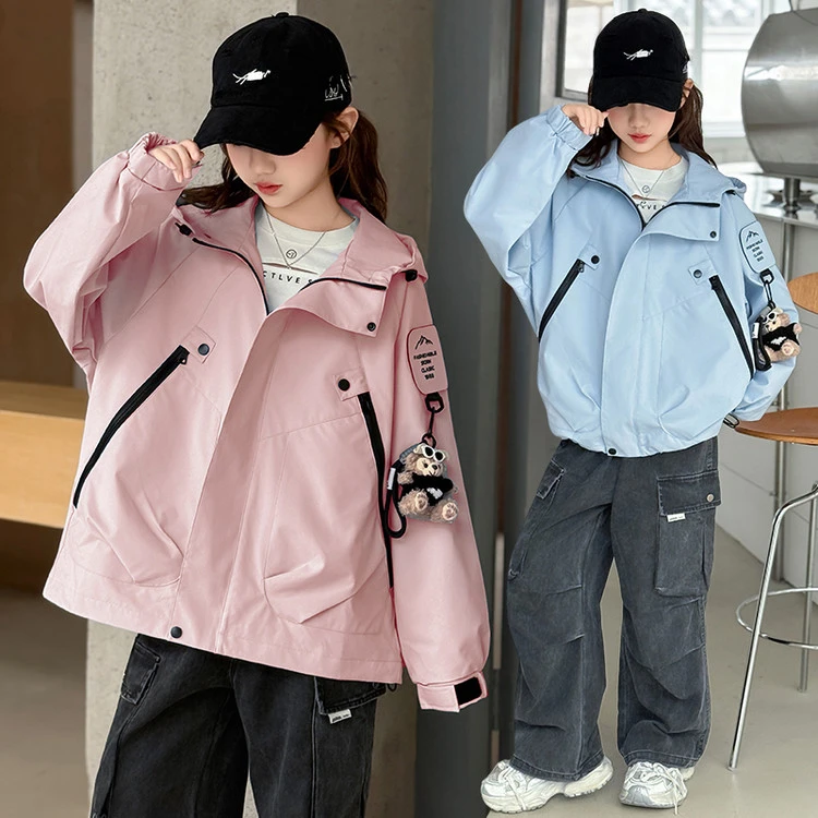 女童春秋外套冲锋衣上衣2025新款儿童韩版洋气防风风衣中大童夹克
