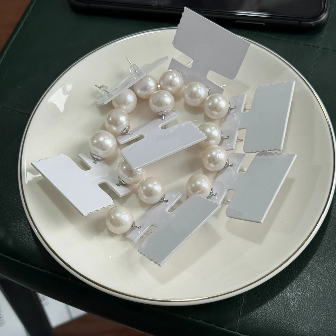 E006 白色龙珠耳钉 天然珍珠耳钉 多样性发其一