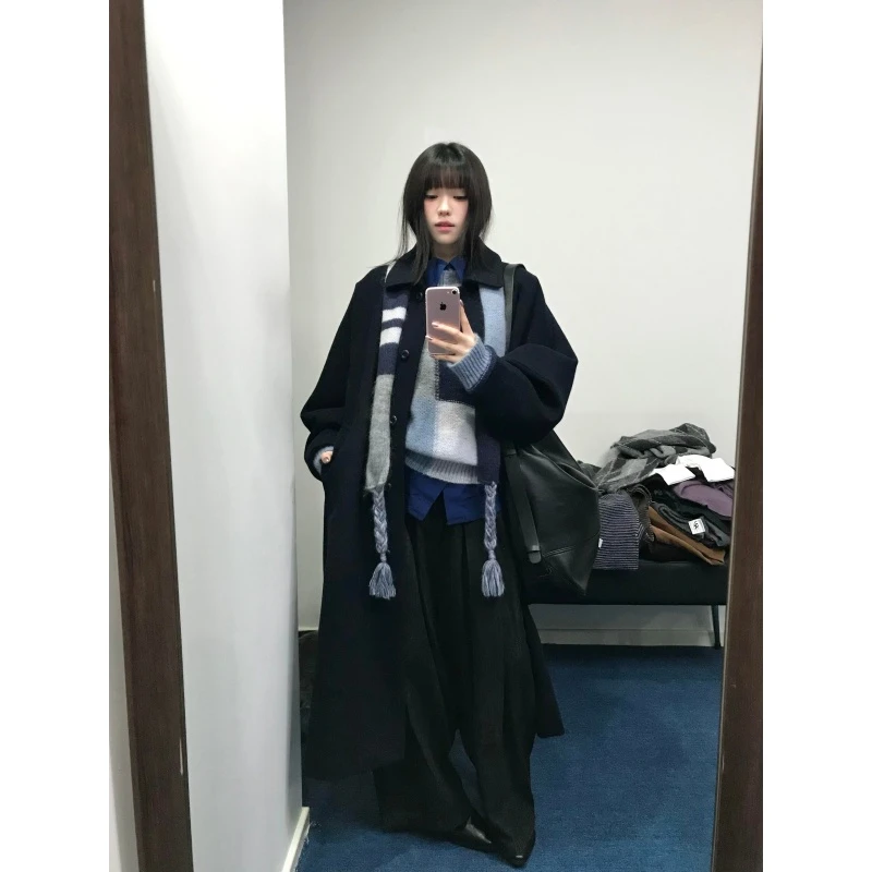 慵懒高级感休闲针织衫秋季设计感宽松衬衫气质百搭大衣时尚阔腿裤