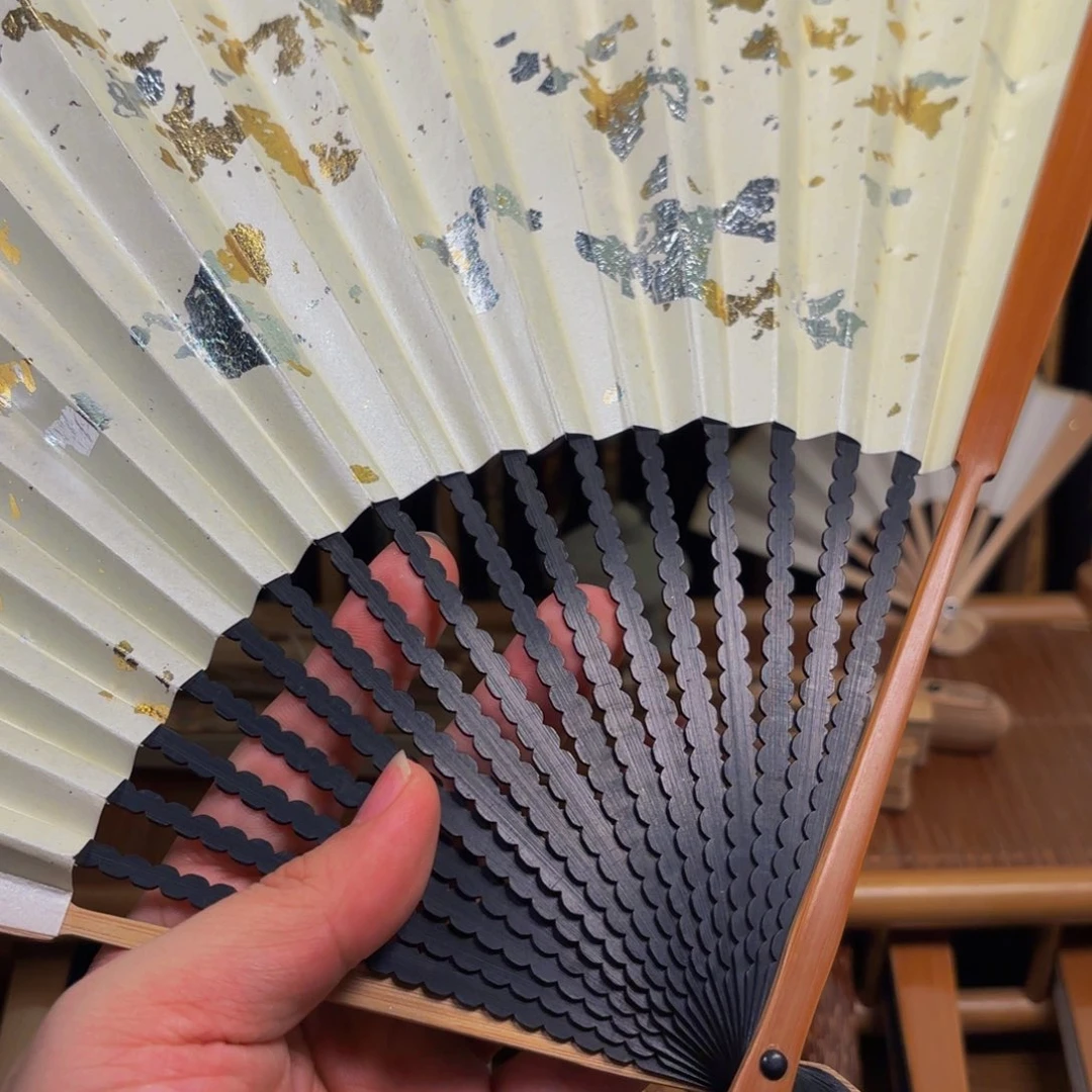 扇子白撒金龙鳞老川料158