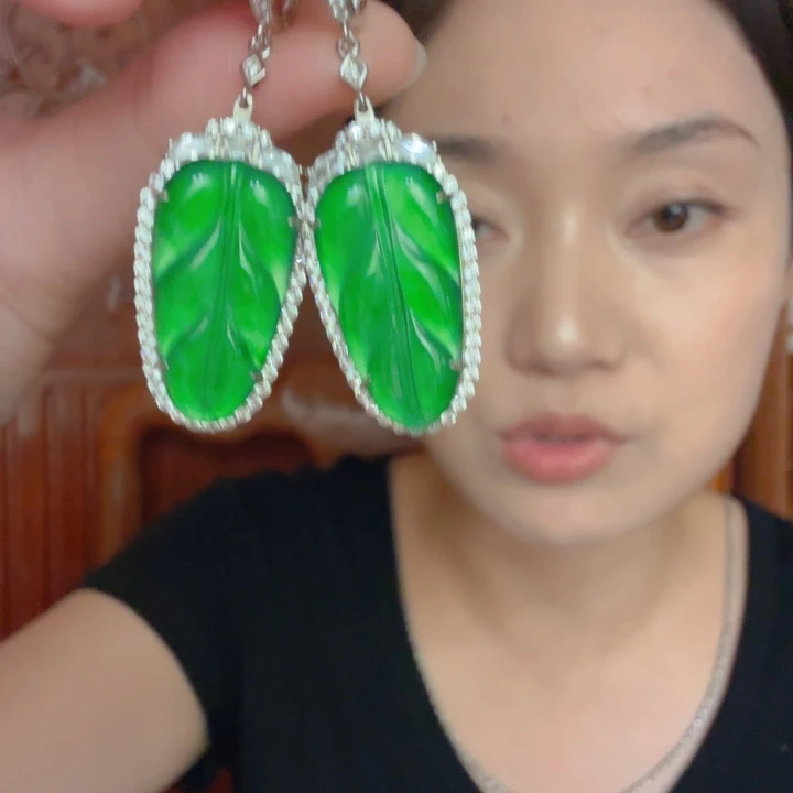 翡翠银S925镶嵌吊坠(不含链)耳饰