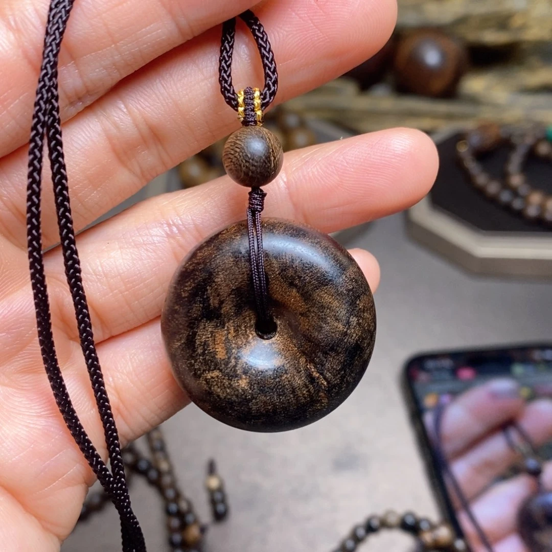 沉香木手串越南芽庄白棋楠瘤疤吊坠平安扣