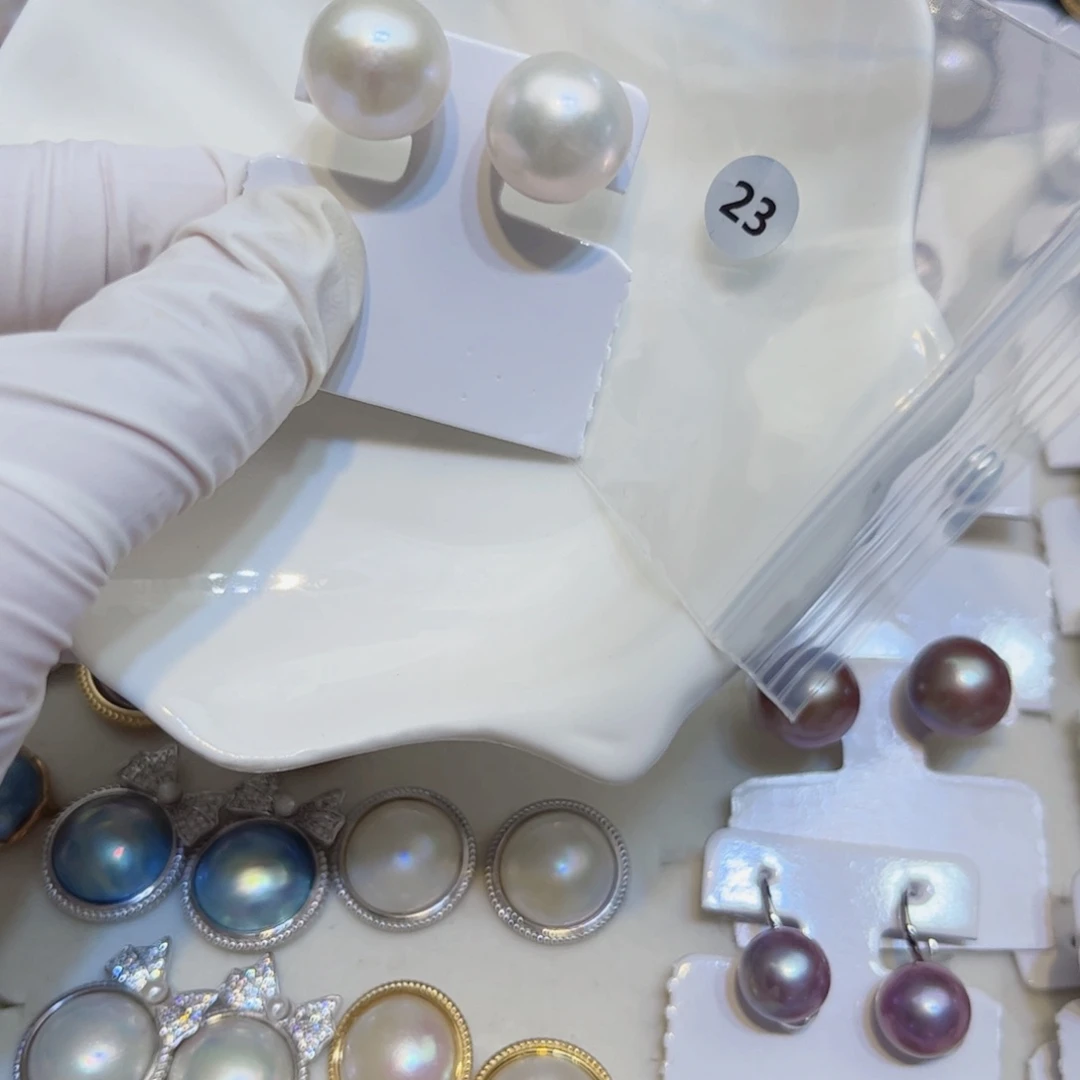 银S925镶嵌淡水珍珠耳饰