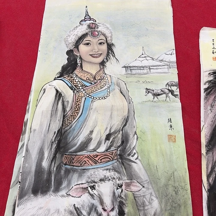 国画花鸟等图案为一体而