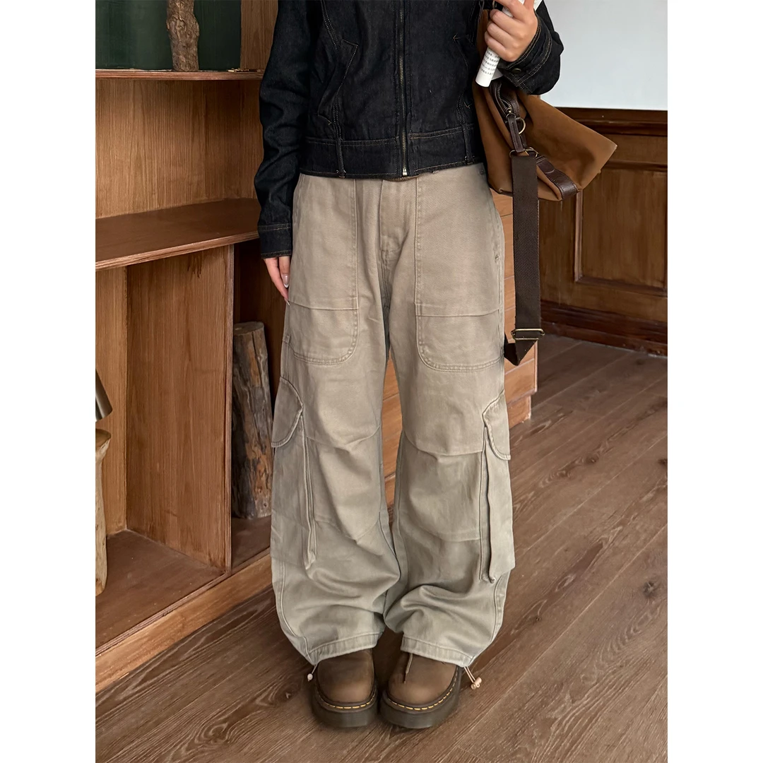 Don Cry 美式复古多口袋宽松直筒工装裤男女慵懒松弛感阔腿休闲裤