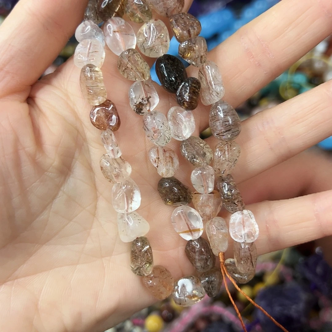 玛瑙/玉髓合金珠宝半成品 卡10黑金超七随形一条