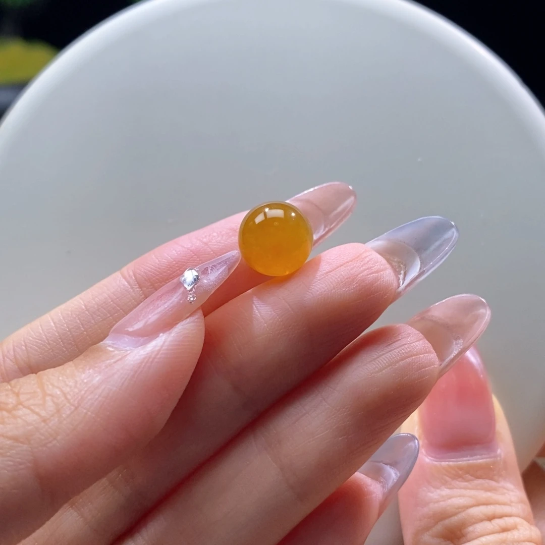 翡翠未镶嵌颈饰翡翠冰蜜糖黄圆珠10.8mm