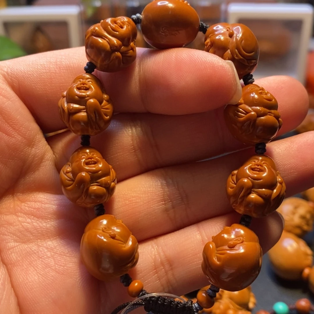 【闪购商品】橄榄核手串/手链鱼*苏工名家高货小籽老铁核鲨鱼背弥勒