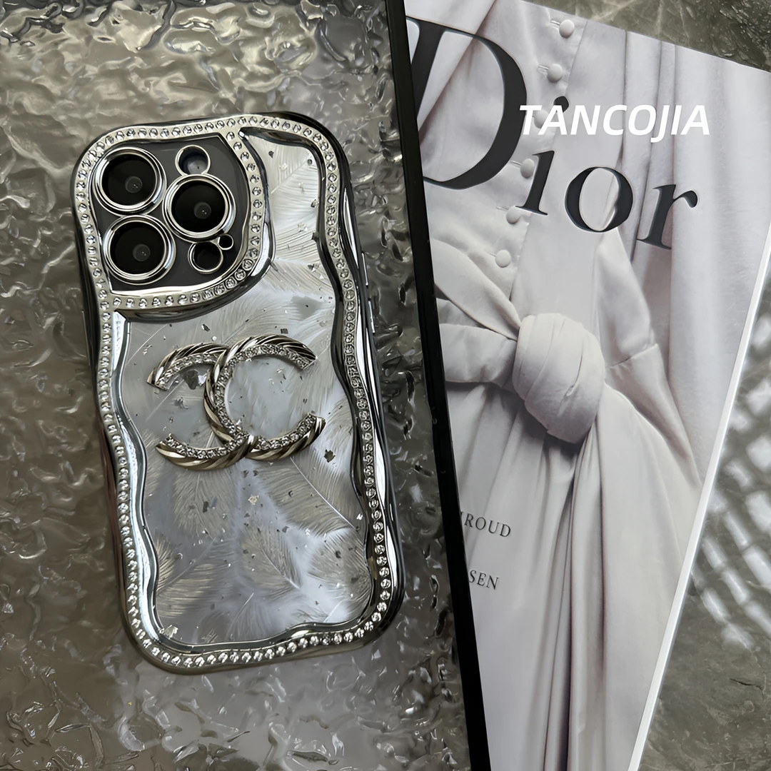 【波浪闪钻滴胶】春夏轻奢简约女神适用于16promax手机壳15/14/13