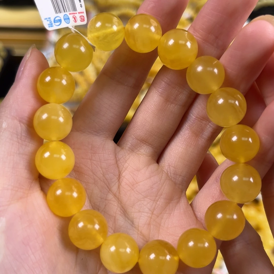 裸石琥珀未镶嵌天****！焦皮料鸡油黄12+