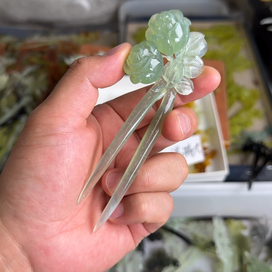 岫玉未镶嵌发饰明君玉簪就是好看