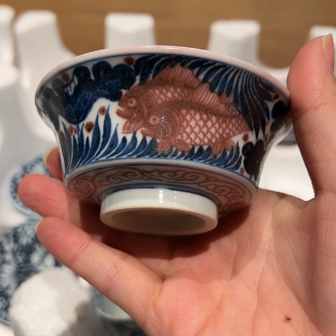 微瑕原矿釉里红杯杯杯杯