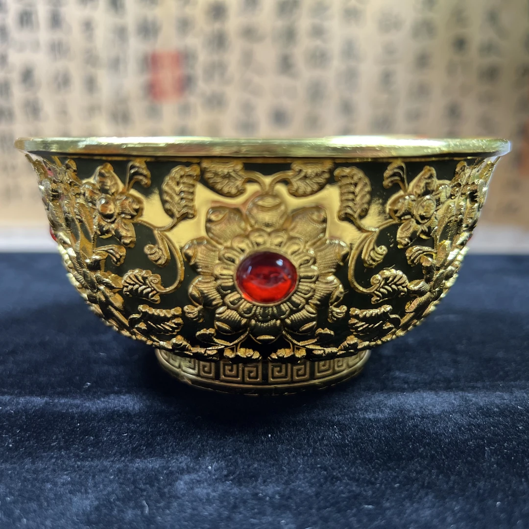 家居饰品现代工艺品DX05精美摆件当代复古摆件黄色花开富贵碗