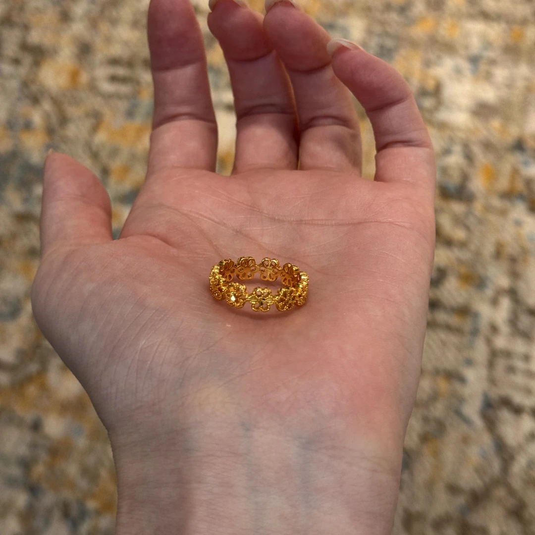 铜合金戒指 「星芒丁香」镀k金 花丝戒指