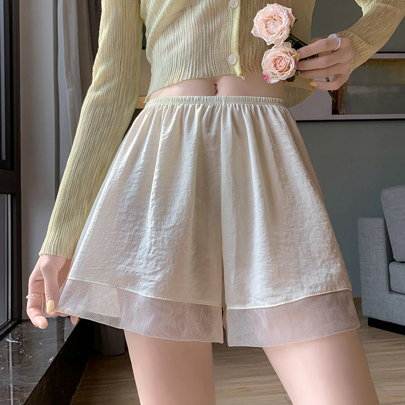 安全裤女四角裤保险裤高腰丝滑平角薄款内裤打底裤防走光宽松式夏